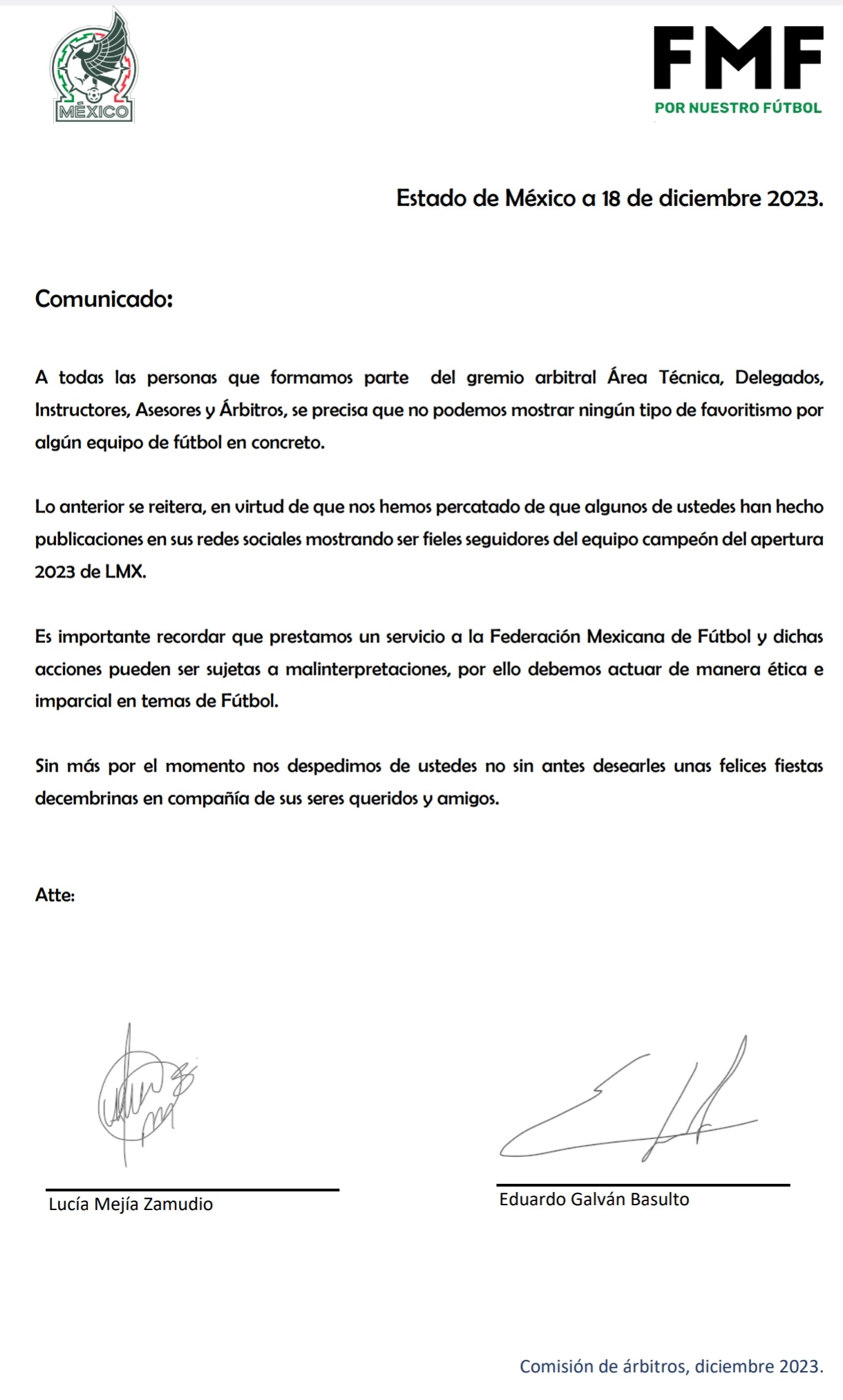 DESPIDEN ASESORES ARBITRALES