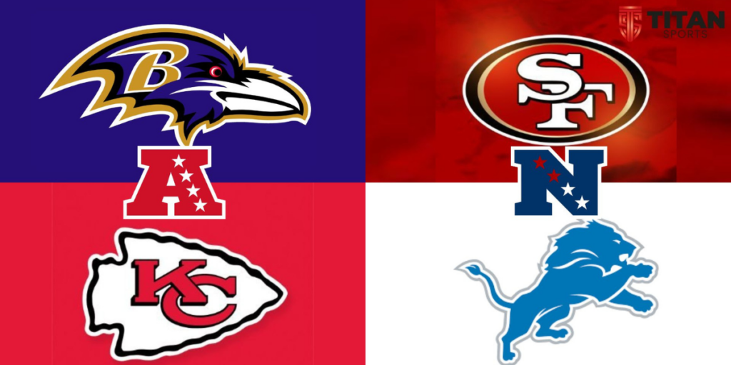 RAVENS, CHIEFS, 49ERS Y LIONS EN BUSCA DE UN BOLETO AL SUPER BOWL LVIII