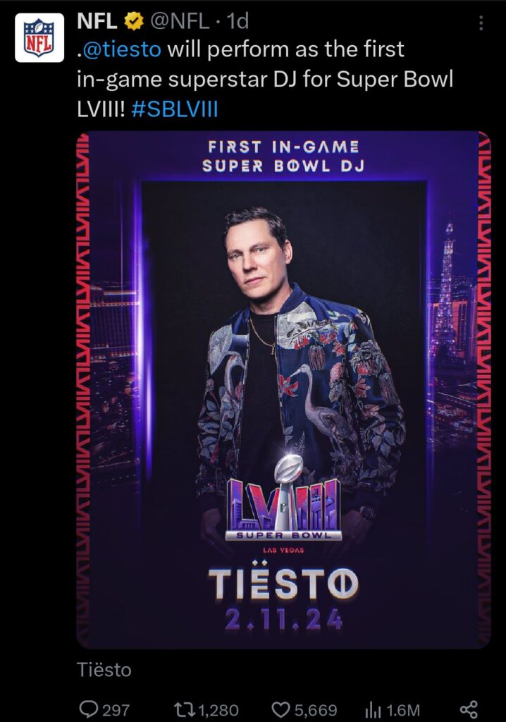 TIESTO SERÁ EL PRIMER DJ EN PRESENTARSE EL SUPER BOWL