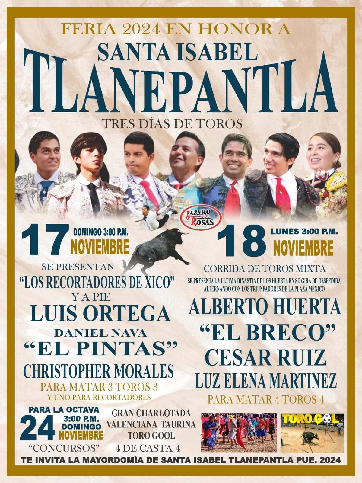 Cartel de la Feria Taurina Santa Isabel Tlalnepantla, Puebla 2024