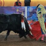 Angelino de Arriaga en la tradicional corrida de Tlaxcala