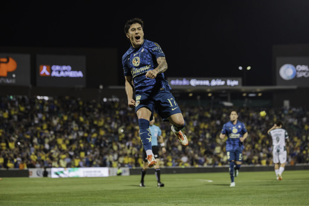 Alejandro Zendejas celebrando el 0-4/Imagen: X(@ClubAmerica)