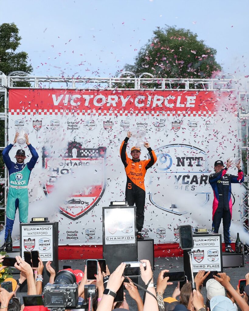 El podio de IndyCar en Toronto/Imagen: X (@IndyCar)