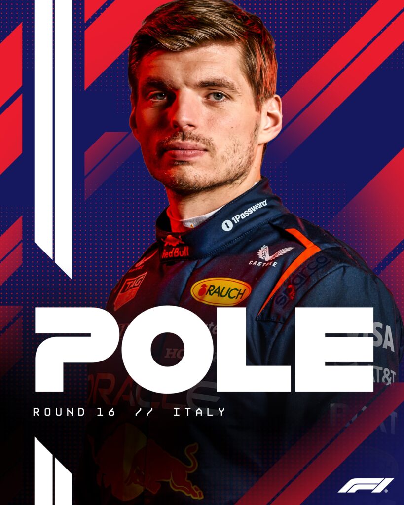 Pole position para Max Verstappen en Monza/Imagen: X (@F1)