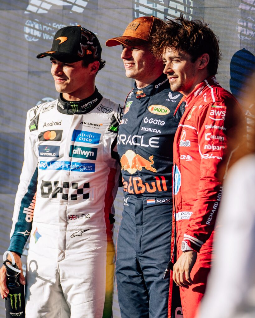 Los tres primeros lugares de salida en Austin/Imagen: X (@F1)
