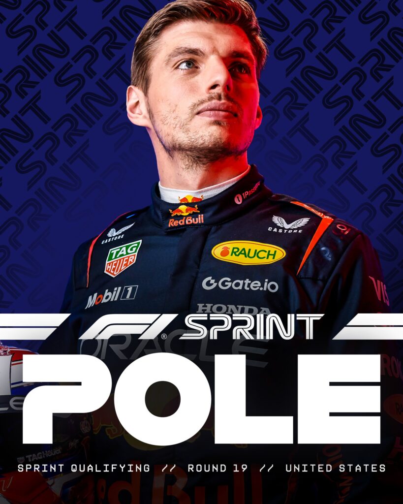 Pole en el Sprint de Austin para Verstappen/Imagen: X (@F1)