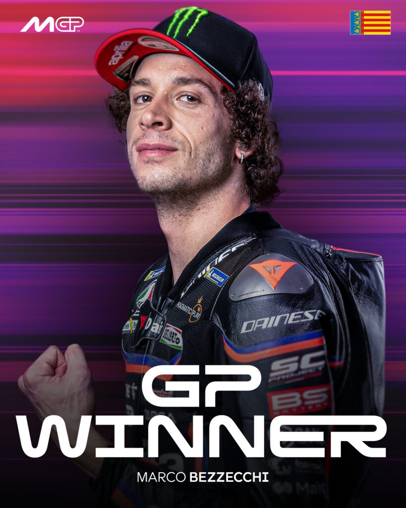 Bezzecchi se llevó la última carrera del año/Imagen: X (@MotoGP)